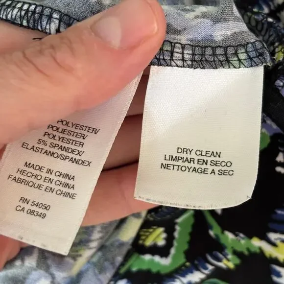 Jones New York Dress 10 Wrap Ruched Slinky Abstract Artsy Career Church Print
